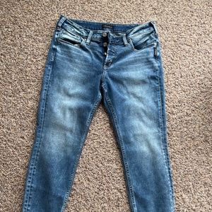 Silver crop jeans